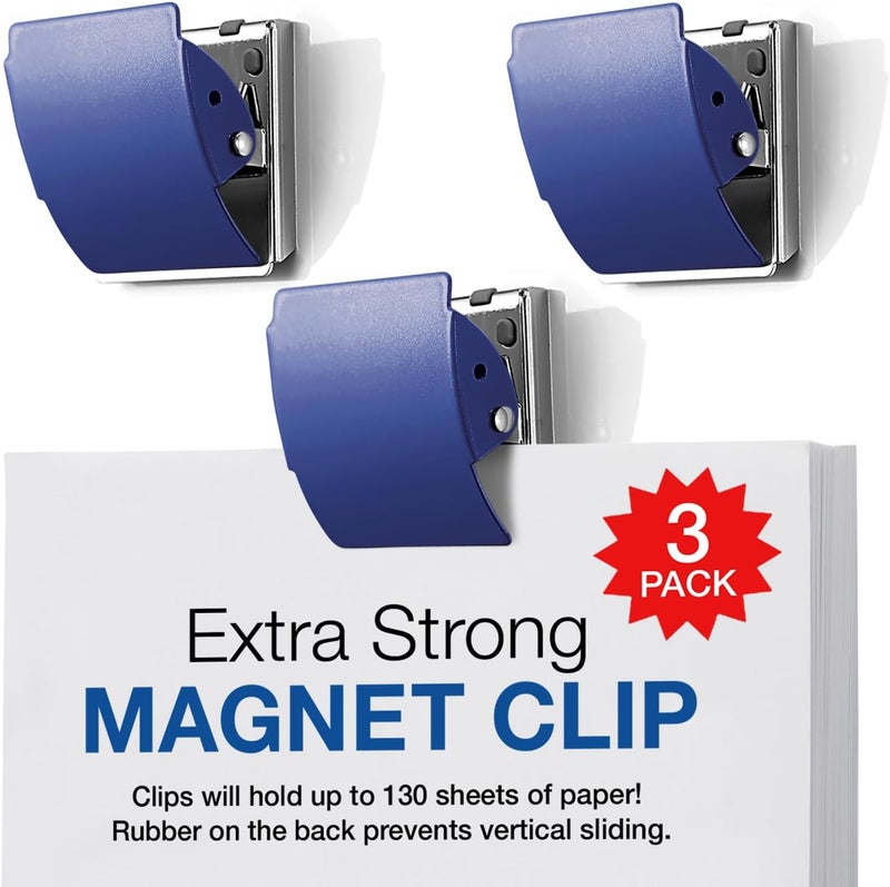 PLUS(ãƒ—ãƒ©ã‚¹) Extra Strong Magnetic Clips for Refrigerator and More, Large Blue, 3-Pack - Image 1